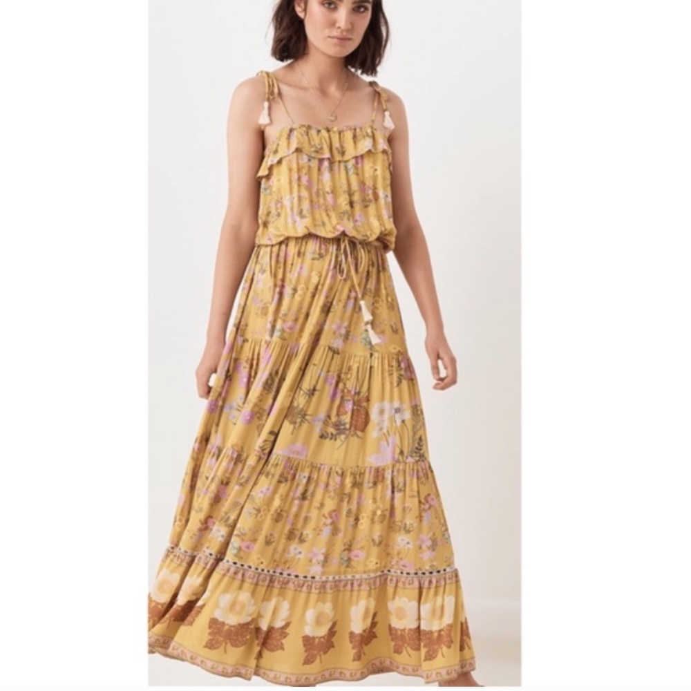 SPELL Wild Bloom Strappy Dress (Mustard)